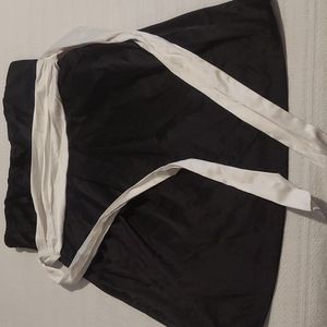 Strapless short black dress with white sash/bow